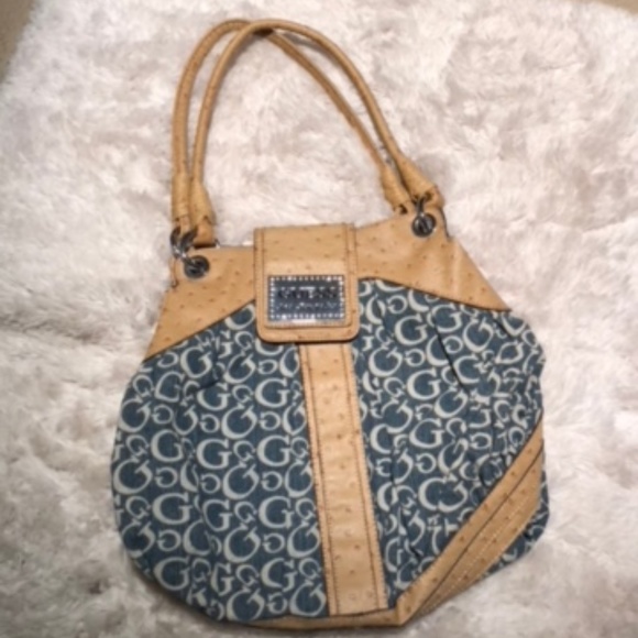 Guess Raffie Croc Print Handbag Royal Blue, Guess Handbags